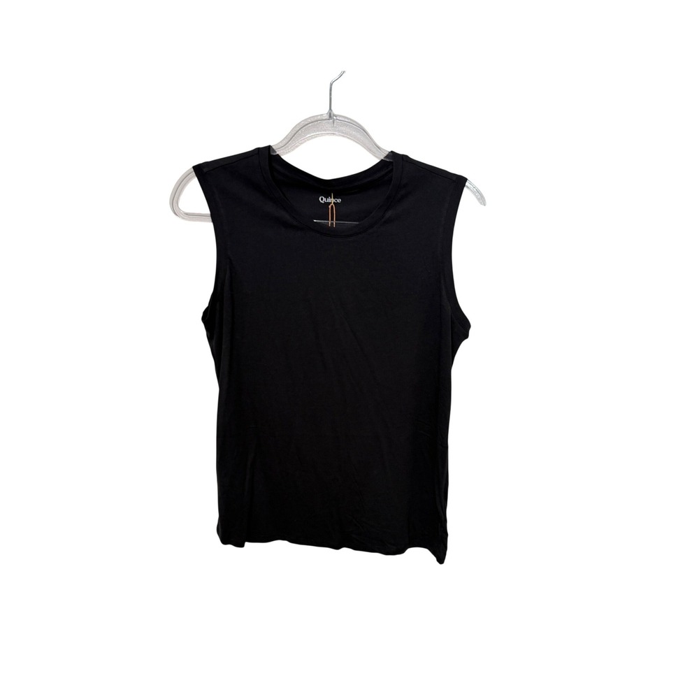Quince Cotton Modal Muscle Tank Womens S Black Sleeveless Crew Neck Top